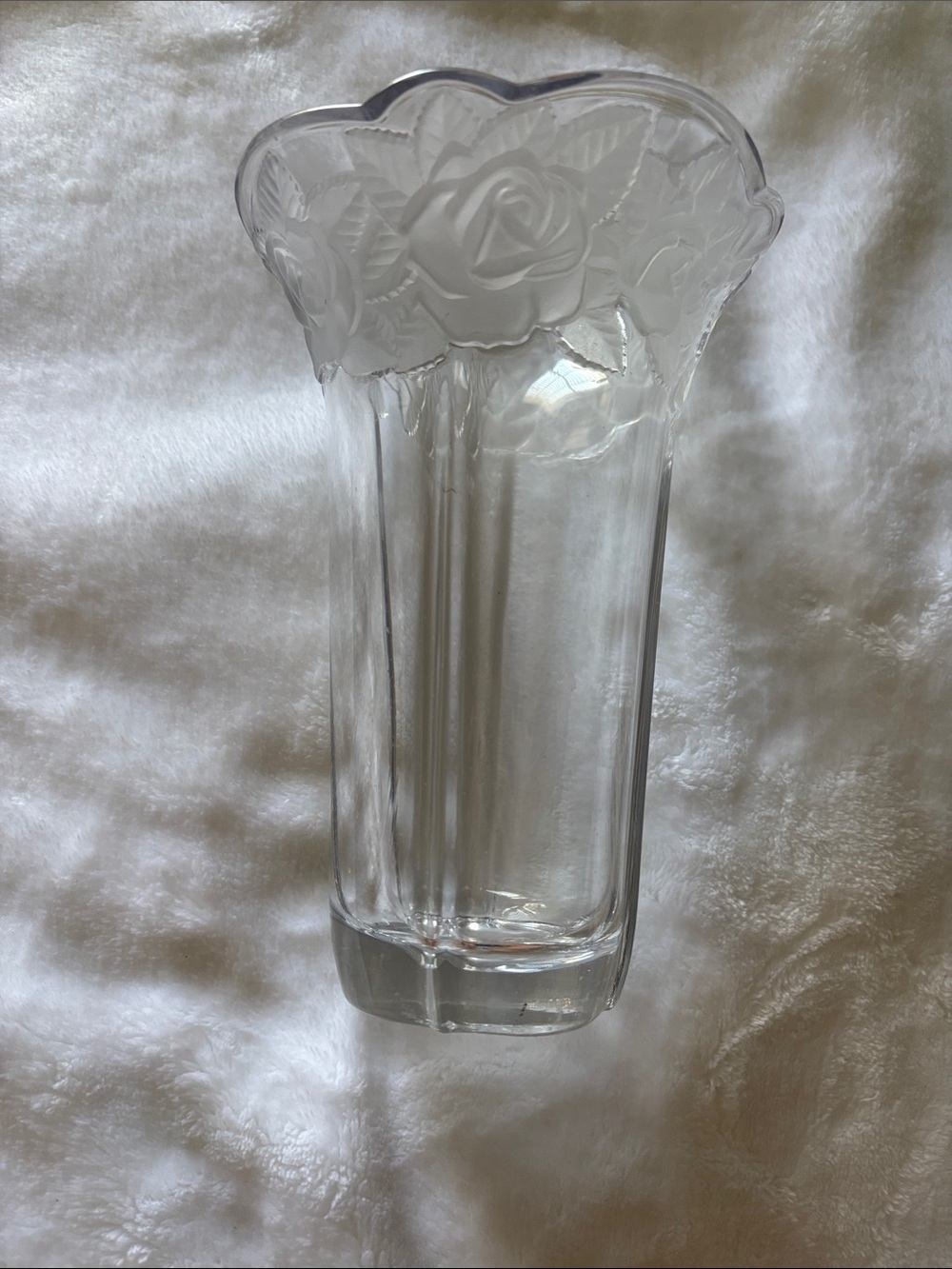 Vintage Crystal Rose-Trim Vase